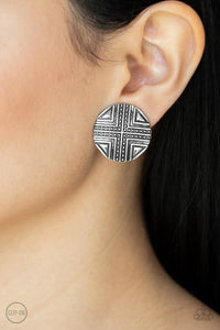 Paparazzi "Shielded Shimmer" Silver Clip On Earrings Paparazzi Jewelry