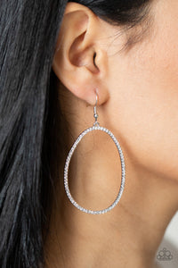Paparazzi "OVAL-ruled!" White Earrings Paparazzi Jewelry