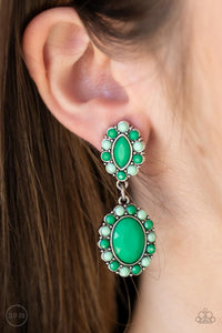 Paparazzi "Positively Pampered" Green Clip On Earrings Paparazzi Jewelry