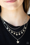 Paparazzi "Americana Girl" Silver Necklace & Earring Set Paparazzi Jewelry