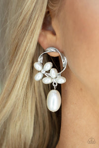 Paparazzi "Elegant Expo" White Post Earrings Paparazzi Jewelry