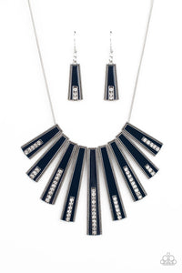 Paparazzi "FAN-tastically Deco" Blue Necklace & Earring Set Paparazzi Jewelry