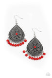 Paparazzi "Blossoming Teardrops" Red Earrings Paparazzi Jewelry