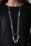 Paparazzi VINTAGE VAULT "Modern Musical" Blue Necklace & Earring Set Paparazzi Jewelry