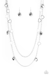 Paparazzi "Chicly Cupid" Silver Necklace & Earring Set Paparazzi Jewelry