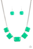 Paparazzi "Instant Mood Booster" Green Necklace & Earring Set Paparazzi Jewelry