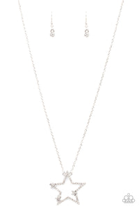 Paparazzi "I Pledge Allegiance to the Sparkle" White Necklace & Earring Set Paparazzi Jewelry