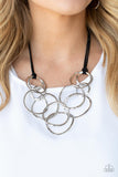Paparazzi "Spiraling Out of COUTURE" Silver Necklace & Earring Set Paparazzi Jewelry