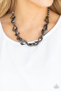 Paparazzi "METAL Of Honor" Black Necklace & Earring Set Paparazzi Jewelry