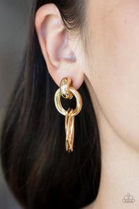Paparazzi "Dynamically Linked" Gold Post Earrings Paparazzi Jewelry