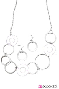 Paparazzi "Three Ring Circus" White Necklace & Earring Set Paparazzi Jewelry