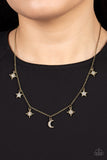 Paparazzi "Cosmic Runway" Brass Necklace & Earring Set Paparazzi Jewelry