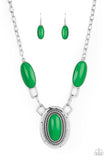 Paparazzi "Count to TENACIOUS" Green Necklace & Earring Set Paparazzi Jewelry