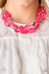 Paparazzi "Oceanic Opulence" Pink FASHION FIX Necklace & Earring Set Paparazzi Jewelry