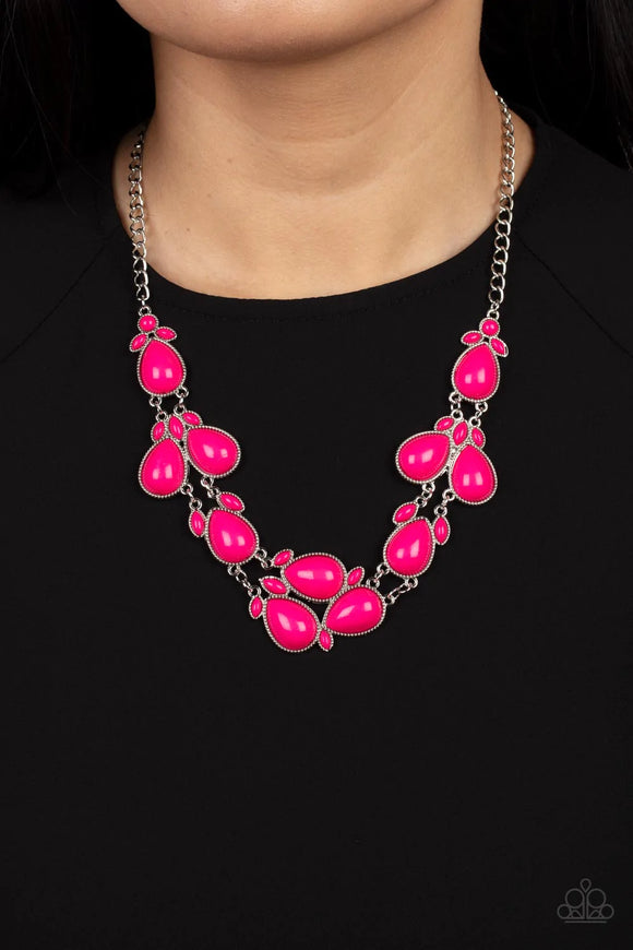 Paparazzi Botanical Banquet Pink Necklace & Earring Set