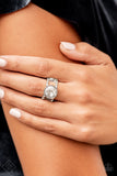 Paparazzi "High Roller Sparkle" White Fashion Fix Ring Paparazzi Jewelry