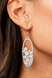 Paparazzi "Prismatic Poker Face" White Fashion Fix Earrings Paparazzi Jewelry