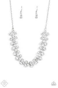 Paparazzi "Won The Lottery" White Fashion Fix Necklace & Earring Set Paparazzi Jewelry