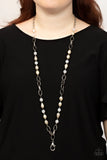 Paparazzi "Tea Party Tango" White Lanyard Necklace & Earring Set Paparazzi Jewelry