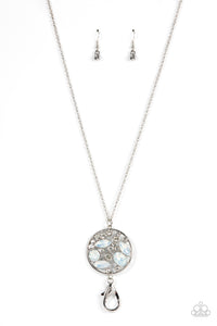 Paparazzi "Iridescently Influential" White Lanyard Necklace & Earring Set Paparazzi Jewelry