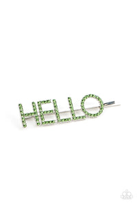 Paparazzi "Hello There" Green Hair Clip Paparazzi Jewelry
