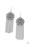 Paparazzi  "Fringe Control" Silver Earrings Paparazzi Jewelry