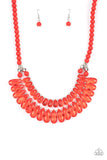 Paparazzi "All Across The GLOBETROTTER" Red Necklace & Earring Set Paparazzi Jewelry