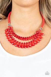 Paparazzi "All Across The GLOBETROTTER" Red Necklace & Earring Set Paparazzi Jewelry