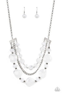 Paparazzi "Oceanside Service" White Necklace & Earring Set Paparazzi Jewelry