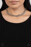 Paparazzi "Cause a Commotion" Silver Choker Necklace & Earring Set Paparazzi Jewelry