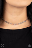 Paparazzi "A-Frame A-Game" Silver Choker Necklace & Earring Set Paparazzi Jewelry