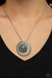 Paparazzi "Make Me A MEDALLION-aire" Silver Necklace & Earring Set Paparazzi Jewelry