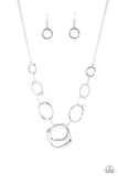 Paparazzi "Linked Up Luminosity" Silver Necklace & Earring Set Paparazzi Jewelry