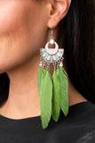 Paparazzi "Plume Paradise" Green Earrings Paparazzi Jewelry