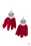 Paparazzi "Plume Paradise" Red Earrings Paparazzi Jewelry