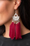 Paparazzi "Plume Paradise" Red Earrings Paparazzi Jewelry
