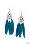 Paparazzi "Pretty in PLUMES" Blue Earrings Paparazzi Jewelry