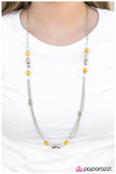 Paparazzi "All Dolled Up" Yellow Necklace & Earring Set Paparazzi Jewelry