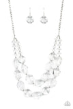 Paparazzi "Icy Illumination" White Necklace & Earring Set Paparazzi Jewelry