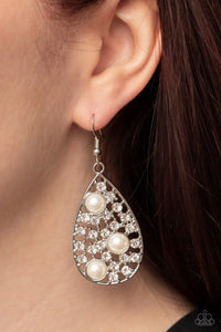 Paparazzi "Bauble Burst" White Earrings Paparazzi Jewelry