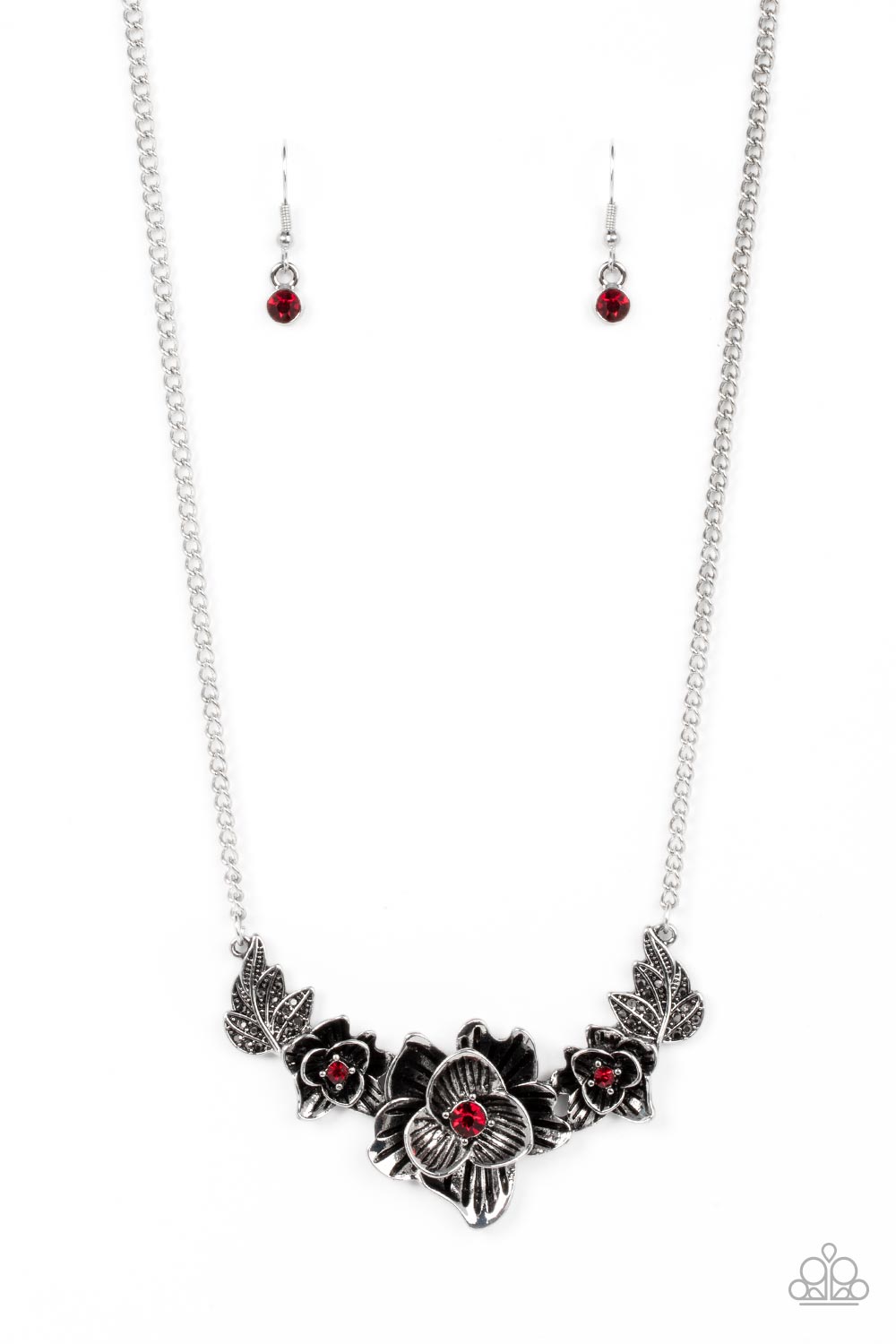 Paparazzi Botanical Breeze Red Necklace And Earring Set 