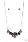 Paparazzi "Botanical Breeze" Red Necklace & Earring Set Paparazzi Jewelry