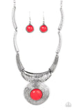 Paparazzi "EMPRESS-ive Resume" Red Necklace & Earring Set Paparazzi Jewelry