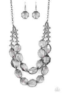 Paparazzi "Icy Illumination" Black Necklace & Earring Set Paparazzi Jewelry