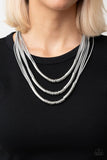 Paparazzi "Mechanical Mania" Silver Necklace & Earring Set Paparazzi Jewelry