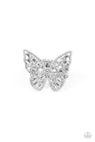 Paparazzi "Bright-Eyed Butterfly" White Ring Paparazzi Jewelry