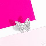 Paparazzi "Bright-Eyed Butterfly" White Ring Paparazzi Jewelry