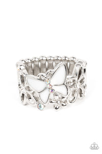 Paparazzi "All FLUTTERED Up" White Ring Paparazzi Jewelry