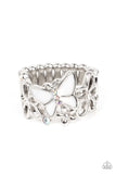 Paparazzi "All FLUTTERED Up" White Ring Paparazzi Jewelry
