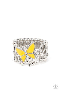 Paparazzi "All FLUTTERED Up" Yellow Ring Paparazzi Jewelry